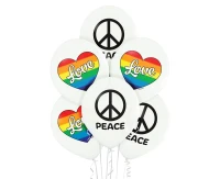 Balloons Belbal 12", D11, Love and peace white, 6pcs